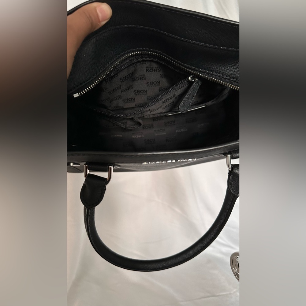 Michael Kors Dillon satchel medium leather black handbag purse with strap MK bag - Picture 7 of 10